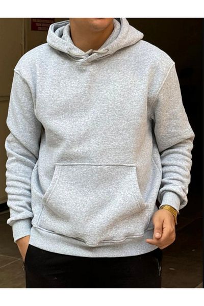 Duples 3 Yarn Unisex Rabbit Printed Hooded Sweatshirt 100% Cotton
