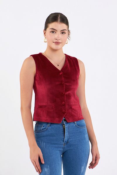 Volanlı Velvet Vest