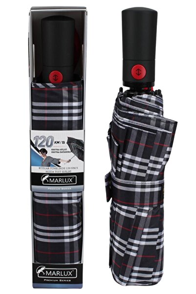 Marlux Ekstra Güçlendirilmiş Tam Otomatik Rüzgar Şemsiyesi 10 Fiber Tel Laciv...