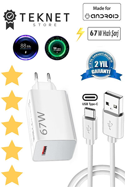 TEKNETSTORE Xiaomi Redmi Note 11/11pro/12/12 Pro/13/13pro Uyumlu 4g Turbo Hızlı Şarj Cihazı Aleti