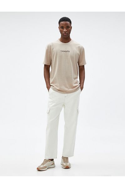 Koton Oversize T-Shirt Slogan Printed Crew Neck Short Sleeve