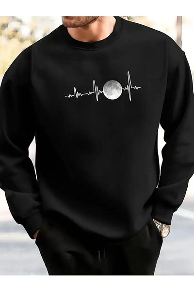 Sezon tekstil Men's Cycling Neck Moon Printed Sweatshirt