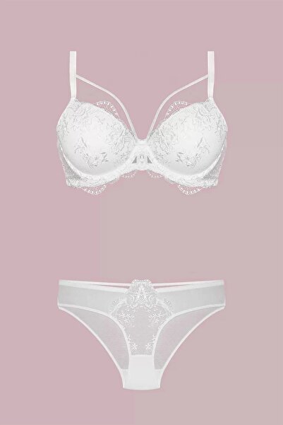 SheyMa Giyim Nurteks Supported Ecru Bra Set 4485