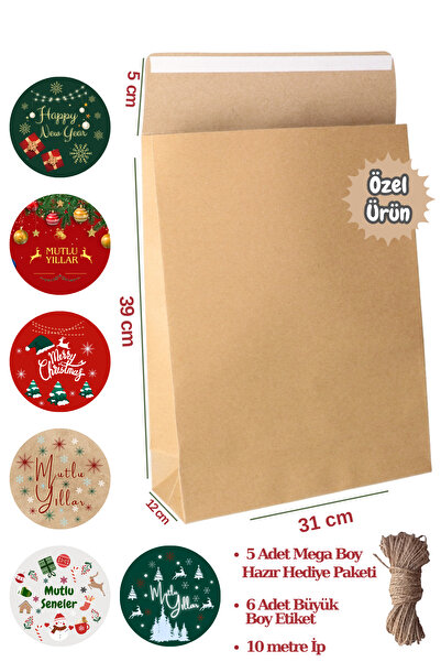 Dekals 3lü set Mega Boy Yapışkanlı Kapaklı Hediye Paketi-5 Adet + Jut İp+ Yıl...