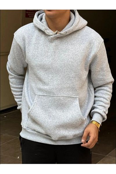 Duples 3 Yarn Unisex Rabbit Printed Hooded Sweatshirt 100% Cotton