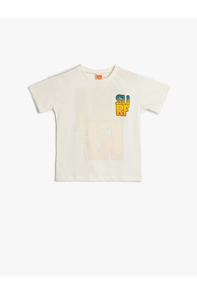 Koton T-Shirt Short Sleeve Crew Neck Surf Printed Cotton