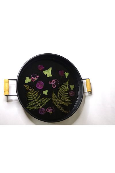 Tabiart Epoxy Tray - Handmade with Dried Bougainvillea, Geranium and Ferret