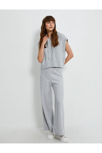 Koton Wide Leg Sweatpants Ribbed with Lace Waist