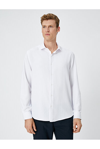 Koton Basic-Hemd mit langen Ärmeln, klassischem Kragen, geknöpft, bügelfrei