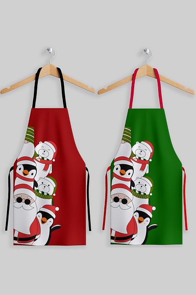 AYSHOME Ays Home 2-Piece Adult Christmas Family Kitchen Apron Set