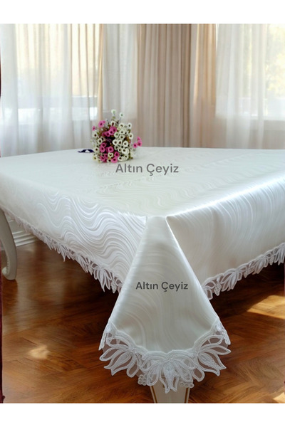 Altın Çeyiz Tekstil DERİ  GÜPÜRLÜ KENDİNDEN DESENLİ SİLİNEBİLİR MASA ÖRTÜSÜ ÇEYİZLİK GÜNLÜK