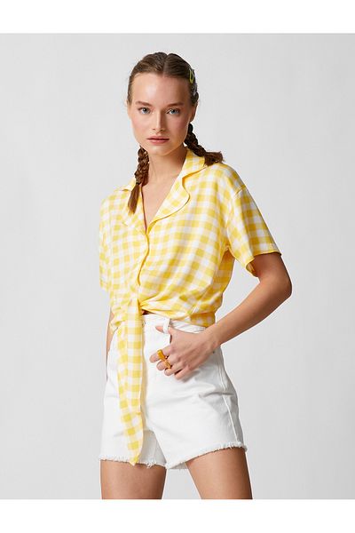 Koton Tie Detailed Shirt Short Sleeve Buttoned