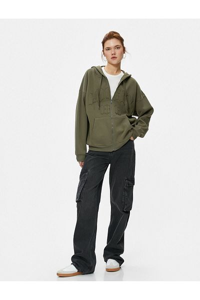 Koton Φούτερ με κουκούλα Oversize ανάγλυφη τσέπη καγκουρό