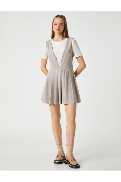 Koton Salopet šaty Gilet skládané s výstřihem do V, silná ramínka