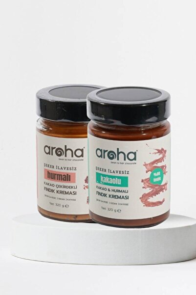 AROHA İkili Lezzet Kakao & Hurmalı Fındık Kreması & Kakao Çekirdekli Hurmalı Fındık Kreması Şeker Ilavesiz