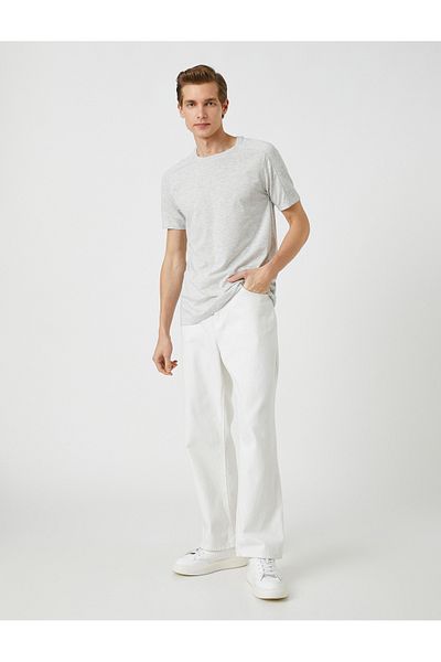 Koton Tričko Crew Neck Textured Slim Fit s krátkým rukávem