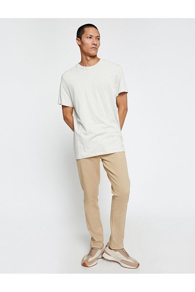 Koton Basic Gabardine Trousers Slim Fit Button Detailed Pocket