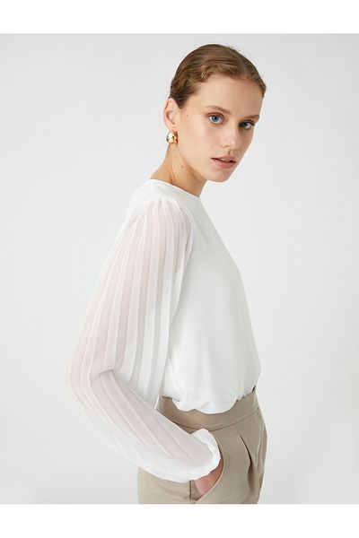 Koton Tulle Blouse Sleeves Pleated