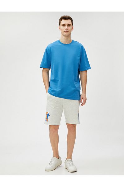 Koton Basketball Printed Shorts Slim Fit with Lace Waist Pocket