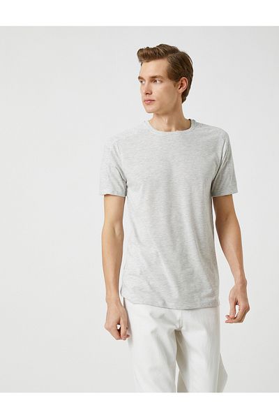 Koton Tričko Crew Neck Textured Slim Fit s krátkým rukávem
