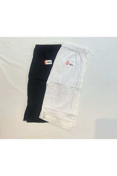 GİYSEM UNDERWEAR 2-Piece Cotton Classic Black and White Below the Knee-Hijab-Leggings and Skirt-Pants