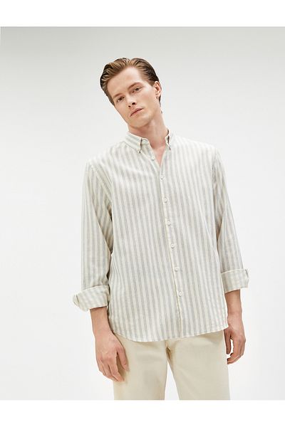 Koton Αθλητικό πουκάμισο Slim Fit Classic γιακά Μακρύ μανίκι