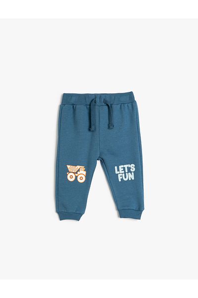 Koton Jogger Sweatpants with Tie Waist Print Detail Cotton