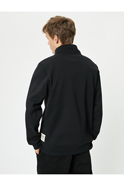 Koton Half Zipper Sweatshirt Stand Collar Long Sleeve Ribbed