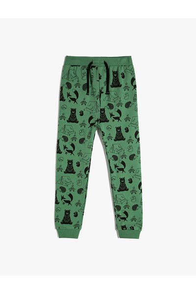 Koton Jogger Sweatpants with Tie Waist Print Detail Cotton