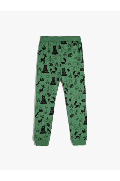 Koton Jogger Sweatpants with Tie Waist Print Detail Cotton