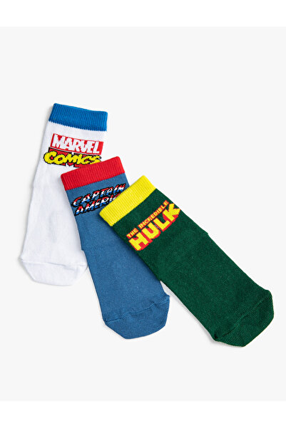 Koton Комплект от 3 лицензирани чорапа с щампа Marvel
