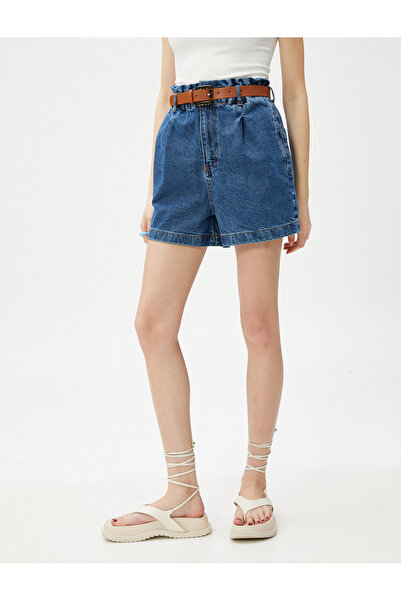 Koton Rugalmas derékú standard indigó női rövidnadrág 3sal40066md