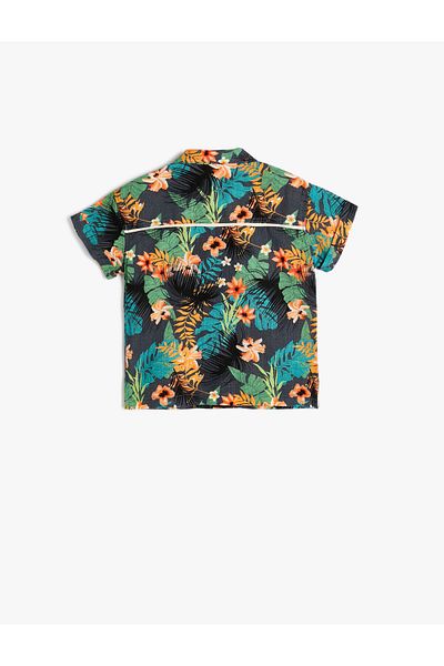 Koton Baumwollhemd mit einer Tasche – Blumen-Kurzarmshirt