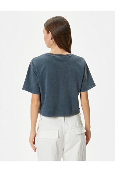 Koton College Crop T-Shirt Comfortable Fit Pale Effect Cotton