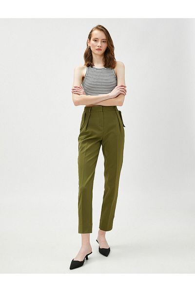 Koton Crop-Hose mit Taschendetail, schmalem Bein und hoher Taille