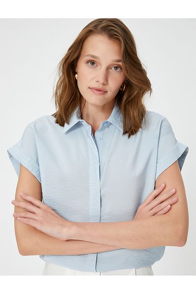 Koton Short Sleeve Shirt Buttoned Textured Viscose Blend