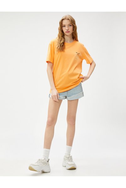 Koton Back Printed T-Shirt Crew Neck Short Sleeve Cotton
