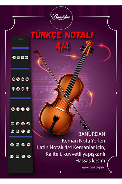 BANURDAN 4/4 Tam Boy Keman Türkçe Nota Özel sticker  Violin Keman Aksesuar