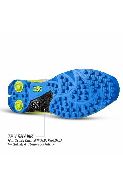 DSC Jaffa 22 Cricket Shoes | White/lime-yellow | 7 Uk/8 Us/41 Eu | Lightweight | Embossed Design