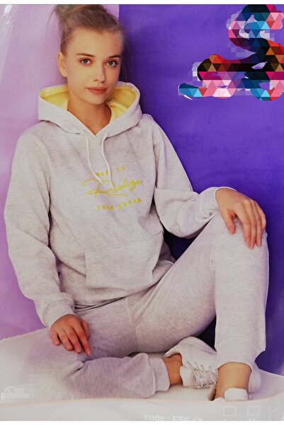 SAFİR Gri Üç Iplik Şardonlu Gri Eşofman Takımı