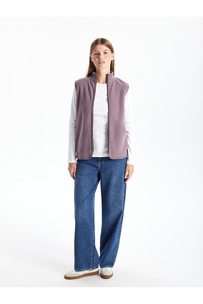 LC Waikiki Lcwk Women's Stand Collar Solid Fleece Vest