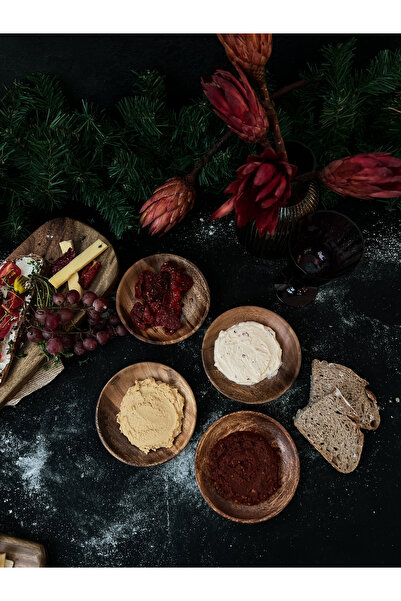 KaiHome 4 قطع من أطباق المقبلات من أكاسيا / وعاء الوجبات الخفيفة / الإفطار