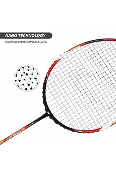 DSC Nano Lite 1500 Graphite Badminton Racquet | Black/red | 92g | Max Tension 28lbs | Free Cover