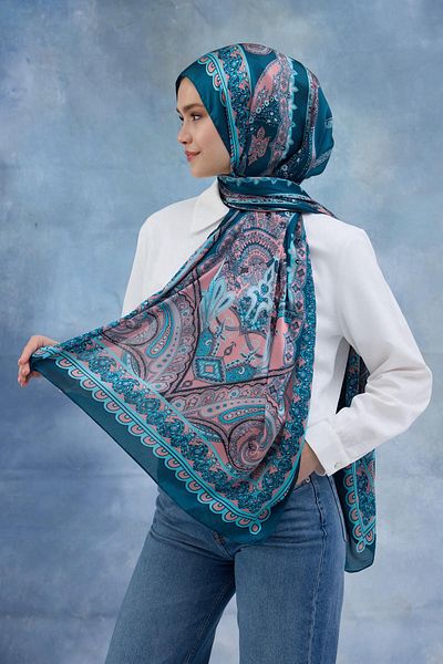 İpekhan Turquoise Indian Voile Shawl - 5006-09