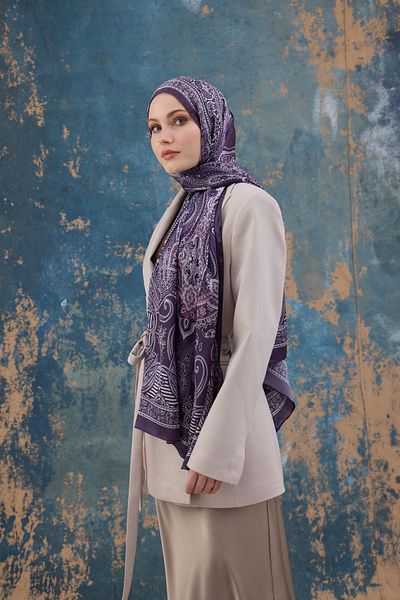 İpekhan Purple Indian Voile Shawl - 5008-02