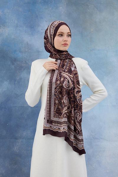 İpekhan Καφέ ινδικό σάλι Voile - 5005-05