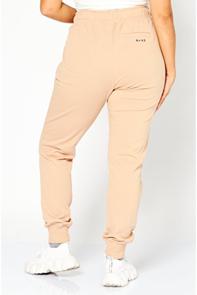 NA-KD Women Regular Fit High Rise Drawstring Jogger Pants, Beige
