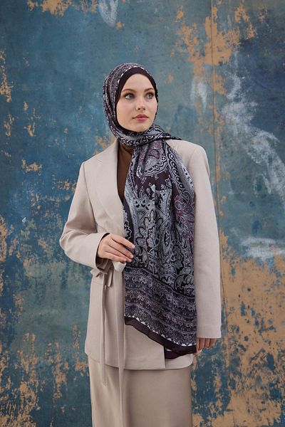 İpekhan Plum Indian Voile Shawl - 5007-14