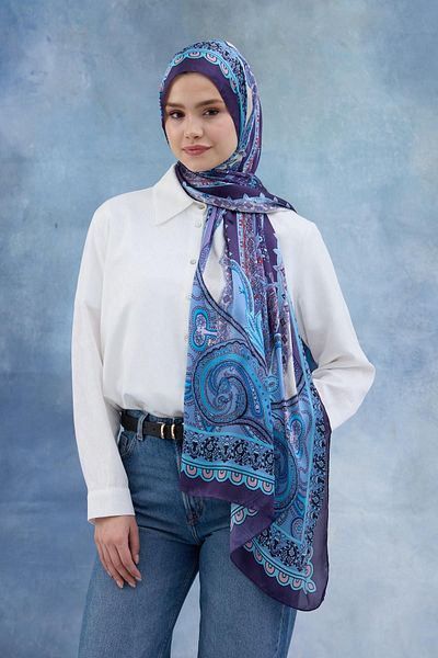 İpekhan Μωβ ινδικό σάλι Voile - 5006-08