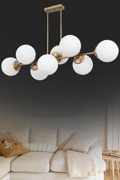 Taşcan Aydınlatma Aren 8 Li Eskitme Avize-Beyaz Camlı Dekoratif Tasarım Yatak Odası Mutfak Salon Avize